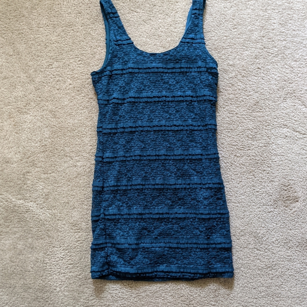 Teal tiered tank dress